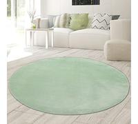 Teppich-Traum Tapis Shaggy Salon de Tapis Moquette Flokati en Vert, 200 cm Rond