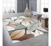 Teppich-Traum Tapis Tapis XXL Salon Grand Vert Beige Motif Feuillage Moderne résistant Facile à Nettoyer antidérapant 200 x 290 cm