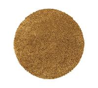 Teppium Shaggy Tapis de salon moderne à poils longs, 200 cm, rond, couleur dorée, moelleux, extra doux, facile d'entretien et uni, pour chambre à coucher, cuisine et salle à manger