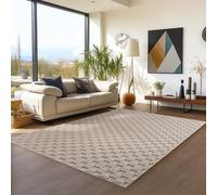 Teppium Tapis 160x230 cm Beige Design à Carreaux Bouclé Boucles Style Scandinave Moderne Doux Résistant Facile à Nettoyer pour Salon Coin Canapé Salle à Manger Chambre
