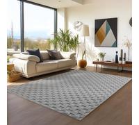 Teppium Tapis 280x370 cm Gris Design à Carreaux Bouclé Boucles Style Scandinave Moderne Doux Résistant Facile à Nettoyer Tapis XXL pour Salon Salle à Manger Chambre
