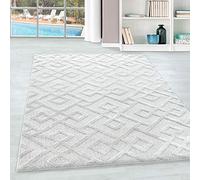 Teppium Tapis à Poils Longs pour Salon de Style Boho avec Effet 3D géométrique et Design en Relief, Facile d'entretien et d'une Hauteur de 20 mm. Taille: 240 x 340 cm, Couleur: Crème-2