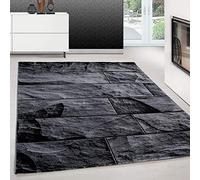 Teppium Tapis à Poils Ras, Couleur Noir, Conception de Pierre, 111501, Tapis Rectangle, Tapis Salon-Salle à Manger ou Chambre, 280 x 370 cm