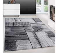 Teppium Tapis de couloir, moderne, à poils courts, 80 x 300 cm, noir, lavable, design 3D, facile d'entretien et doux, idéal comme descente de lit dans la chambre et la cuisine