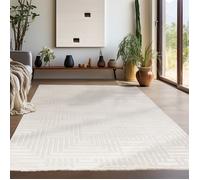 Teppium Tapis de salon 200x290 cm Blanc uni tapis poil ras moderne et doux tapis décoratif pour chambre et salle à manger