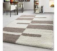 Teppium Tapis de Salon à Design quadrillé pour Cuisine, Chambre à Coucher et Salle à Manger. Tapis à Poil Long Doux et Facile d'entretien Taille: 280 x 370 cm, Couleur: Beige