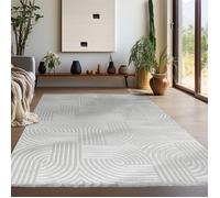 Teppium Tapis de Salon à Poils Courts Gris 160x230 cm design scandinave avec effet 3D Tapis doux pour salon ou chambre