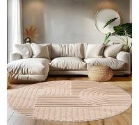 Teppium Tapis de salon à poils longs - Design scandinave bohème - Facile d'entretien - Tapis Rosa - 80 x 80 cm - Rond