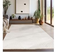 Teppium Tapis de salon bohème design 280x370 cm Blanc uni moderne à poils courts Tapis moelleux pour chambre