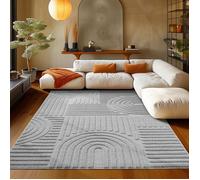 Teppium Tapis Salon Moderne Gris 200x300 (200 x 290 cm) - Style Scandinave, Conception Bohème Moelleux et Doux - Tapis Cuisine Moquette Salle de Sejour