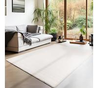 Teppium Tapis de salon, lavable, à poils courts, antidérapant, moelleux, doux, couleur unie crème, aspect fourrure, super doux, dimensions : 200 x 290 cm