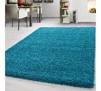 Teppium Tapis de salon moderne, 160 x 230 cm, shaggy, turquoise, moelleux, facile d'entretien, uni