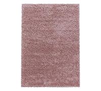 Teppium Tapis de salon moderne à poils longs - 140 x 200 cm - Rose - Tapis moelleux - Extra doux - Facile d'entretien et uni - Pour chambre à coucher, cuisine et salle à manger