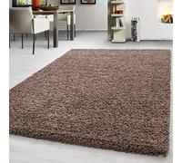Teppium Tapis de salon moderne à poils longs - 200 x 300 cm - Moka - Très doux - Facile d'entretien - Couleur unie - Pour chambre à coucher, cuisine et salle à manger