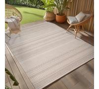 Teppium Tapis d'extérieur Beige 140x200 cm, résistant aux intempéries et aux UV, idéal pour la Cuisine, Le Balcon, la terrasse, Design bohème scandinave