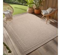 Teppium Tapis d'extérieur Beige 160x230 cm, résistant aux intempéries et aux UV, idéal pour la Cuisine, Le Balcon, la terrasse, Design uni avec Bordure