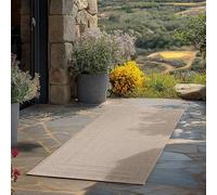 Teppium Tapis d'extérieur Beige 80x150 cm, résistant aux intempéries et aux UV, idéal pour la Cuisine, Le Balcon, la terrasse, Design uni avec Bordure