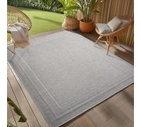 Teppium Tapis d'extérieur Gris 120x170 cm, résistant aux intempéries et aux UV, idéal pour la Cuisine, Le Balcon, la terrasse, Design uni avec Bordure