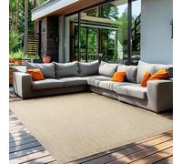 Teppium Tapis d'extérieur Robuste, résistant aux intempéries et aux UV, pour Balcon, terrasse, Jardin d'hiver, Cuisine ou Salle à Manger, Tapis Uni Beige 280 x 370 cm
