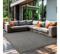 Teppium Tapis d'extérieur Robuste, résistant aux intempéries et aux UV, pour Balcon, terrasse, Jardin d'hiver, Cuisine ou Salle à Manger, Tapis Uni Noir 80 x 150 cm