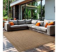 Teppium Tapis d'extérieur Robuste, résistant aux intempéries et aux UV, pour Balcon, terrasse, Jardin d'hiver, Cuisine ou Salle à Manger, Tapis Uni Marron 200 x 290 cm