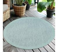 Teppium Tapis d'extérieur Robuste, résistant aux intempéries et aux UV, pour Balcon, terrasse, Jardin d'hiver, Cuisine ou Salle à Manger, Tapis Uni Bleu 200 cm Rond