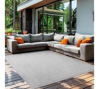 Teppium Tapis d'extérieur Robuste, résistant aux intempéries et aux UV, pour Balcon, terrasse, Jardin d'hiver, Cuisine ou Salle à Manger, Tapis Uni Gris 120 x 170 cm