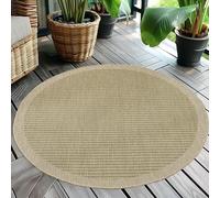 Teppium Tapis d'extérieur Robuste, résistant aux intempéries et aux UV, pour Balcon, terrasse, Jardin d'hiver, Cuisine ou Salle à Manger, Tapis Uni Vert 160 cm Rond