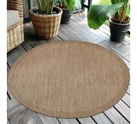 Teppium Tapis d'extérieur Robuste, résistant aux intempéries et aux UV, pour Balcon, terrasse, Jardin d'hiver, Cuisine ou Salle à Manger, Tapis Uni Marron 160 cm Rond