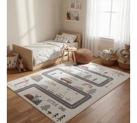 Teppium Tapis Enfant Route Tapis de Jeu pour Chambre d Enfant en Crème avec Motif Véhicules et Nature Taille 200x290 cm Ideal pour Salle de Jeux