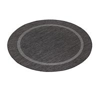 Teppium Tapis Intérieur & Extérieur Résistant aux Intempéries 120 cm Rond Noir - Tapis de Balcon, Aspect Jute et Sisal Unicolor - Monochrome - Tapis Cuisine, Lavable Jardin Patio Camping
