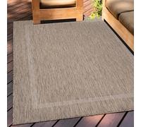 Teppium Tapis Intérieur & Extérieur Résistant aux Intempéries 120 x 170 cm Brun - Tapis de Balcon, Aspect Jute et Sisal Unicolor - Monochrome - Tapis Cuisine, Lavable Jardin Patio Camping