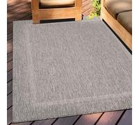 Teppium Tapis Intérieur & Extérieur Résistant aux Intempéries 120 x 170 cm Gris - Tapis de Balcon, Aspect Jute et Sisal Unicolor - Monochrome - Tapis Cuisine, Lavable Jardin Patio Camping