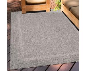 Teppium Tapis Intérieur & Extérieur Résistant aux Intempéries 120 x 170 cm Gris - Tapis de Balcon, Aspect Jute et Sisal Unicolor - Monochrome - Tapis Cuisine, Lavable Jardin Patio Camping