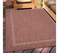 Teppium Tapis Intérieur & Extérieur Résistant aux Intempéries 120 x 170 cm Rouge - Tapis de Balcon, Aspect Jute et Sisal Unicolor - Monochrome - Tapis Cuisine, Lavable Jardin Patio Camping