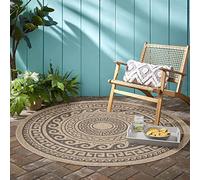 Teppium Tapis Intérieur & Extérieur Résistant aux Intempéries 160 cm Rond Nature-2 - Tapis de Balcon, Aspect Jute et Sisal Conception d'époque - Tapis Cuisine, Lavable Jardin Camping Patio