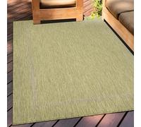 Teppium Tapis Intérieur & Extérieur Résistant aux Intempéries 200x300 (200 x 290 cm) Vert - Tapis de Balcon, Aspect Jute et Sisal Monochrome - Tapis Cuisine, Lavable Jardin Patio Camping