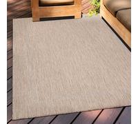 Teppium Tapis Intérieur & Extérieur Résistant aux Intempéries 240 x 340 cm Beige - Tapis de Balcon, Aspect Jute et Sisal Unicolor - Monochrome - Tapis Cuisine, Lavable Jardin Patio Camping