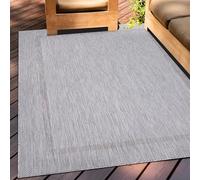Teppium Tapis Intérieur & Extérieur Résistant aux Intempéries 80 x 150 cm Argent - Tapis de Balcon, Aspect Jute et Sisal Unicolor - Monochrome - Tapis Cuisine, Lavable Jardin Patio Camping
