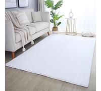 Teppium Tapis Moelleux à Poils Longs pour Salon, Tapis Lavable de Style Moderne Unicolore, Tapis Aspect Fourrure Taille: 200 x 290 cm, Couleur: Blanc