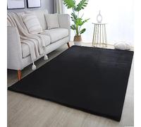 Teppium Tapis Moelleux à Poils Longs pour Salon, Tapis Lavable de Style Moderne Unicolore, Tapis Aspect Fourrure Taille: 140 x 200 cm, Couleur: Noir