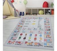 Teppium Tapis pour Enfants avec Alphabet, Chiffres, Animaux, Lavable, pour garçons & Filles, pour Chambre d'enfant, Chambre de bébé Taille: 160 x 230 cm, Couleur: Gris-4