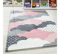 Teppium Tapis pour Enfants avec Motif de Nuages, Doux, pour Chambre d'enfant, Chambre de bébé, Chambre d'adolescent, Salle de Jeux Taille: 120 x 170 cm, Couleur: Pink-1