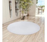 Teppium Tapis Rond Blanc 160 cm Tapis à Poils Courts Lavable, Rond, Antidérapant et Doux, Design Monochrome Moderne pour Salon, Chambre, Cuisine et Chambre d'enfant