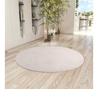 Teppium Tapis Rond Crème 200 cm Tapis à Poils Courts Lavable, Rond, Antidérapant et Doux, Design Monochrome Moderne pour Salon, Chambre, Cuisine et Chambre d'enfant