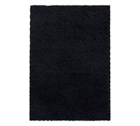 Teppium Tapis Salon 200x300 Moderne Adulte Tapis Chambre Noir 200 x 290 cm - Shaggy Tapis Poil Long Salle de Séjour Concevoir Unicolore Tapis Moelleux et Doux - Tapis Cuisine Moquette Salon