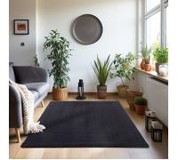 Teppium Tapis salon 80x250 cm Noir Uni moderne et moelleux à poil court avec sous-couche antidérapante lavable