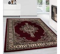 Teppium Tapis Salon, Chambre Rouge-3 160x230 cm - Tapis à Poils Courts, Tapis de Style Oriental, Conception Orientale, Moelleux et Doux, Ornament - Tapis Cuisine Moquette Salle de Sejour
