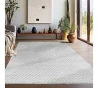 Teppium Tapis Salon Moderne Tapis Chambre Argent 240 x 340 cm - Tapis à Poils Courts, Effet 3D Style Scandinave, Motif bohème scandinave Moelleux et Doux - Tapis Cuisine Moquette Salle de Sejour