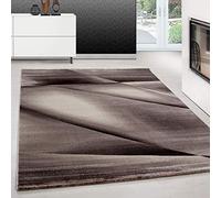 Teppium Tapis Salon Moderne Tapis Chambre Brun 200x300 (200 x 290 cm) - Tapis à Poils Courts, a Poil Ras, Conception Abstrait Moelleux et Doux - Tapis Cuisine Moquette Salle de Sejour